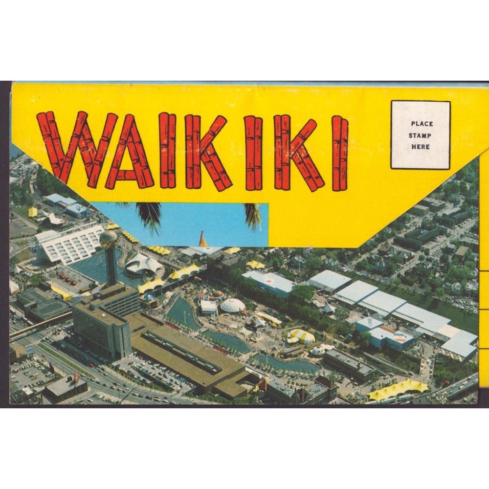 Waikiki Honolulu Hawaii HI Souvenir Postcard Folder Curteichcolor 3-D 14 Views